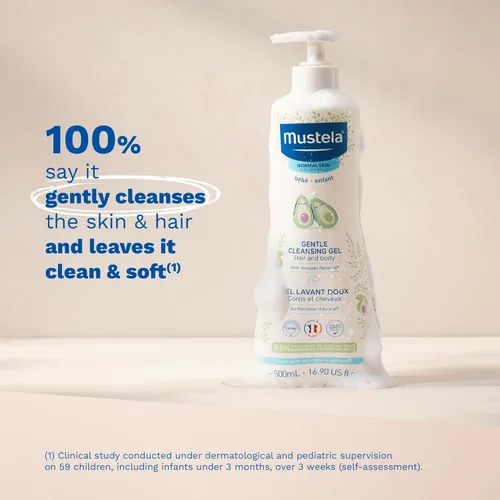 Miniatura 5 de Mustela Set de regalo para la hora del baño para bebés, esenciales para el cuidado de la piel del bebé con aguacate natural, contiene loción