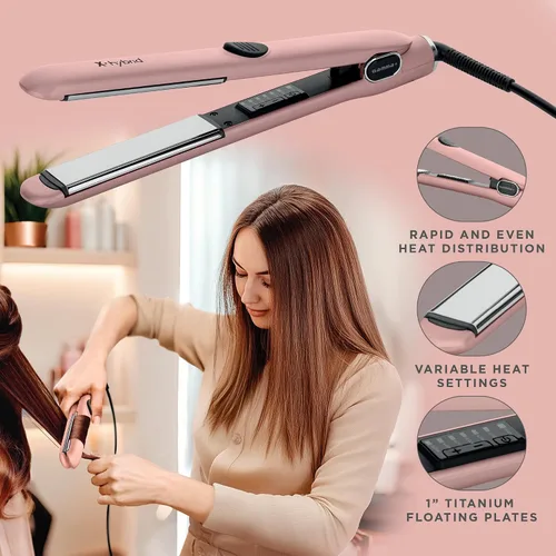 Miniatura 2 de GAMMA+ X-Hybrid - Plancha plana de titanio de 1 pulgada – Plancha profesional para el cabello diseñada en Italia, 450°F de alto calor, placas
