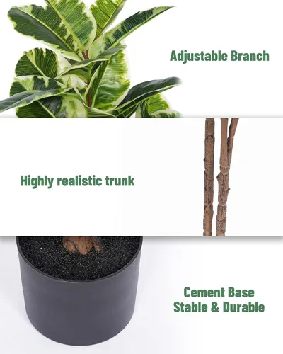 Miniatura 5 de FLOWORLD Planta de Árbol de Caucho Artificial de 43 pulgadas de Alto, Árbol de Ficus Sintético en Maceta, Decoración Tropical Falsa para Casa