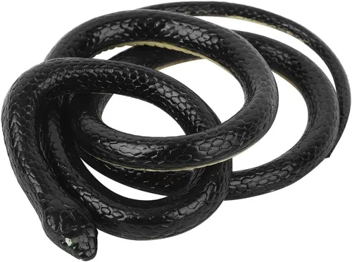 Kikumi Soft Rubber Artificial Snake Toy, 1.25m Fake Snake Joke Toys Halloween Party Supplies (Black)
