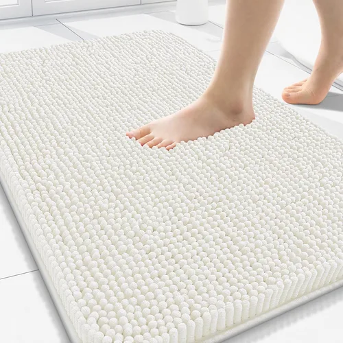 Miniatura 18 de Arotive Alfombras de baño de felpilla extrasuaves y absorbentes, de 24 x 16 pulgadas, lavables a máquina, parte trasera de goma antideslizante