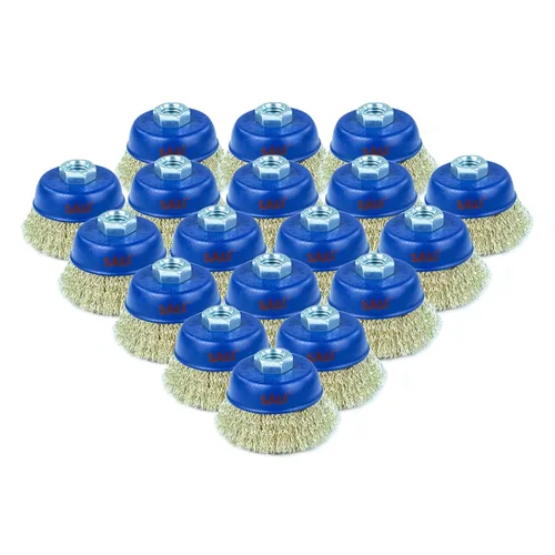 Miniatura 9 de SALI - Juego de 2 cepillos de taza de alambre, cepillo de taza crimpado grueso de 4 pulgadas para amoladoras, con eje de 5/8 pulgadas para limpieza
