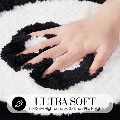 Miniatura 4 de ELDONE Alfombra negra de 8 bolas, bonita, única, divertida, redonda, de 2.7 pies, para dormitorio, baño, sala de estar, dormitorio, antideslizante