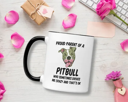 Miniatura 3 de Casitika Taza Pitbull. Taza de café Pit Bull Dad de 11 onzas. Orgulloso padre de un perro Pitbull que a veces me vuelve loco y eso está bien. Regalo