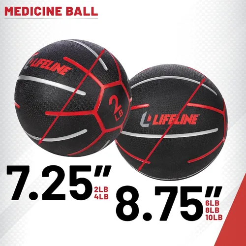 Miniatura 2 de Lifeline Fitness Balón medicinal - Entrenamiento de fuerza y estabilidad corporal total, antideslizante, rebote ligero, superficie texturizada