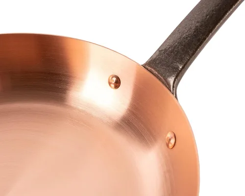Miniatura 5 de Sartén de cobre puro de paredes gruesas para estufas de inducción sartén de cobre macizo sin recubrimiento (M 9.5 in)