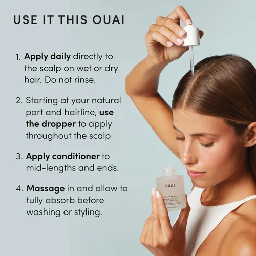 Miniatura 7 de OUAI Suero para el cuero cabelludo – Suero equilibrante para el cabello con extracto de trébol rojo, ginseng siberiano y péptidos para un cabello