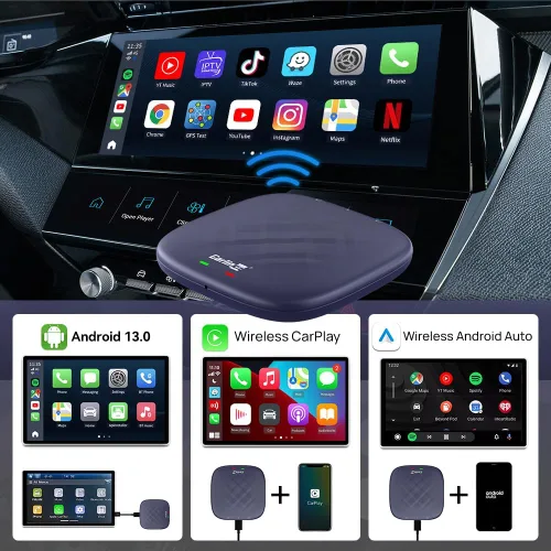 Miniatura 6 de Carlinkit CarPlay Android 13.0 AI Box Adapter, 3 en 1 CarPlay AI Box Max (Plus), Plug & Play, fácil configuración, tarjeta integrada de Google