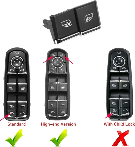 Miniatura 4 de Jaronx 2 botones de interruptor de ventana lateral del conductor compatibles con Porsche Cayenne 2011-2018, para Panamera 2011-2016, para Macan