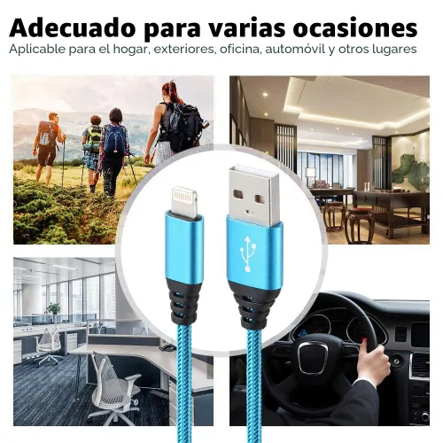 Miniatura 7 de Paquete de 5 cargadores para iPhone, 10 pies, con certificación MFi de Apple, cable Lightning de carga rápida, de nailon trenzado, USB-A a
