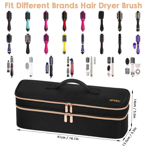 Miniatura 2 de APOKE Estuche de viaje de doble capa compatible con el secador de pelo y cepillo de aire caliente One Step de Revlon Original 1.0 y Plus 2.0, bolsa