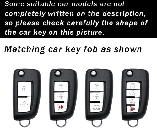Miniatura 2 de ontto Funda de llavero para Nissan Flip Key Remote Metal con llavero apto para Nissan Rogue, Negro