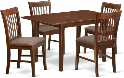 Miniatura 20 de HomeStock Juego de mesa de cocina de 5 piezas para 4 personas, incluye una mesa de comedor rectangular con hojas y 4 sillas Parson de tela de lino