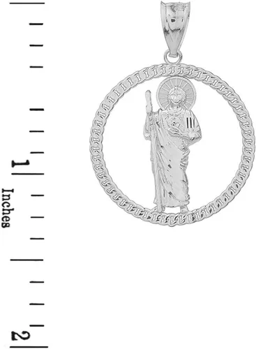 Miniatura 2 de Colgante de plata de ley con diseño de cuerda redonda de San Judas Tadeo