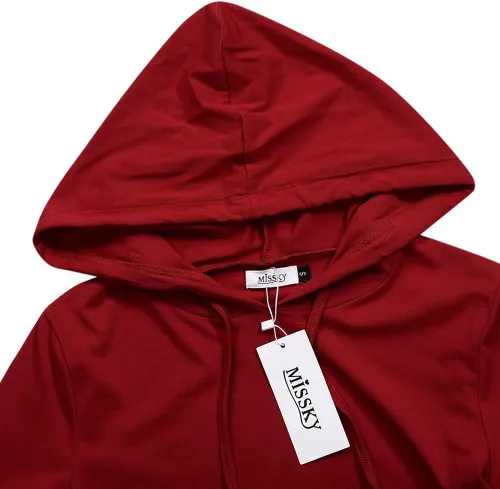 Miniatura 4 de Vestido MISSKY con capucha, bolsillos, estampado de rayas, hasta la rodilla, ajustado, informal, para mujer
