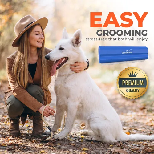 Miniatura 8 de EasyGroomer - Cepillo para quitar pelaje para perros y gatos, herramienta azul para mascotas grandes y pequeñas, elimina la suciedad, el pelo