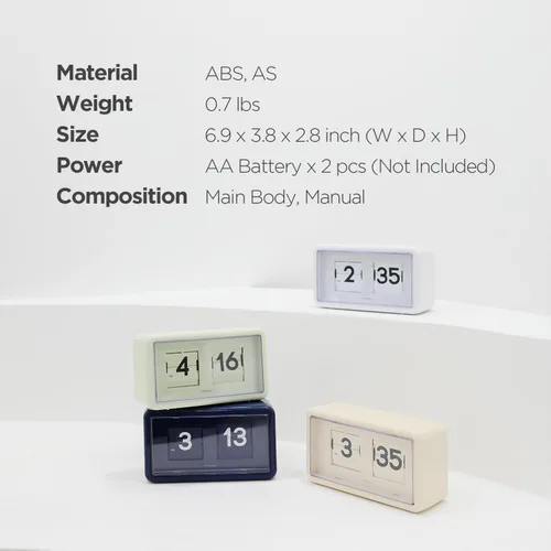Miniatura 8 de mooas Newtro Reloj de Escritorio Abatible, Diseño Retro Reloj Abatible Automático, Volteo Vintage Automático, Funciona con Batería, AM/PM