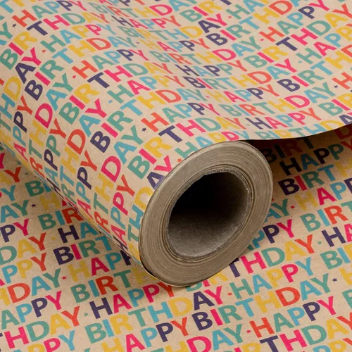 Miniatura 14 de RUSPEPA - Rollo de papel de estraza para envolver regalos, diseño de cumpleaños; ideal para cumpleaños, fiesta, baby shower; 24 pulgadas x 100 pies