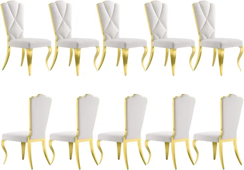 Miniatura 15 de Juego de 2 sillas de comedor de terciopelo negro y dorado, sillas de cocina tapizadas con respaldo alto con patas de acero inoxidable pulido, sillas
