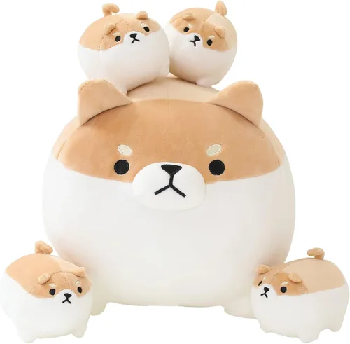 Miniatura 12 de SQEQE Chubby Seal Almohada de peluche con 4 peluches de foca de bebé en su barriga, juguete de peluche de algodón de peluche para niños y adultos
