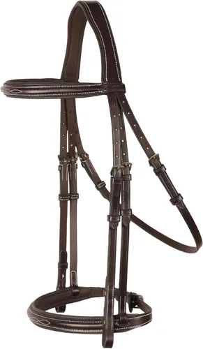 Miniatura 7 de Exion - Brida de cazador prémium para caballos ingleses, banda de cejas cosida de diseñador y corona anatómica con riendas de goma Brida cazadora