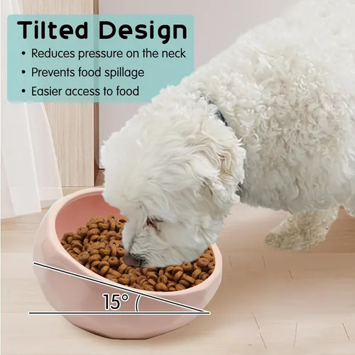 Miniatura 2 de kathson Cuenco inclinado de cerámica de 7 pulgadas para perros y gatos, cuencos de agua inclinados de 15°, cómodos cuencos de alimentación
