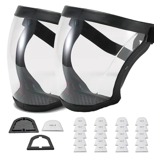 Miniatura 12 de Anti-niebla de cara completa Escudos activos Protección expresión visible transparente transpirable cómodo adultos reutilizable (negro, 5PCS)
