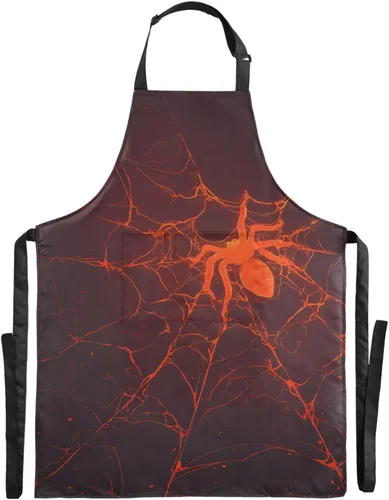 Delantal de araña roja con diseño de araña, impermeable, para mujeres y hombres, para hornear, jardinería, pintura, chef, con bolsillos, cuello