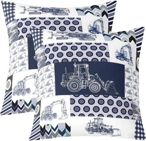 Miniatura 19 de Juego de 2 fundas de almohada de construcción de 16 x 16 pulgadas, fundas de almohada suaves para camiones, fundas de cojín para sala de estar