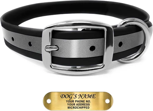 Miniatura 16 de Regal Dog Products Collar Reflectante para Perro con Placa de Nombre Grabada Personalizada Collares para Perro Personalizados de Biothane Rosa