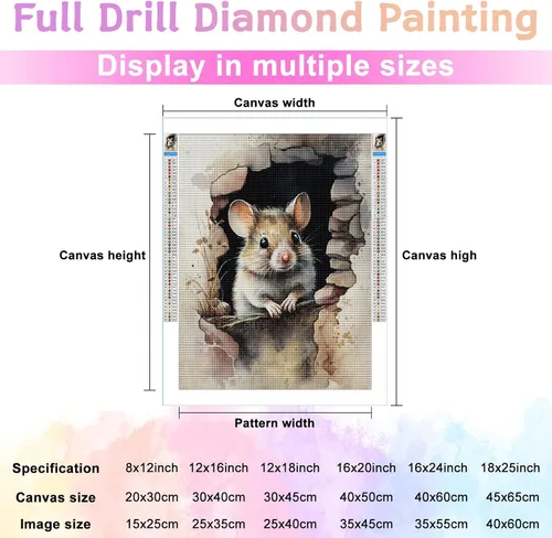 Miniatura 3 de Kits de pintura de diamantes 5D DIY para adultos, pequeño ratón, bordado de punto de cruz, pinturas de diamantes de imitación de cristal, imágenes