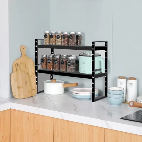 Miniatura 4 de Jojocross Estante organizador de especias apilable expandible en gabinetes, estantes de cocina, armarios de cocina, estantes apilables, despensa, 3
