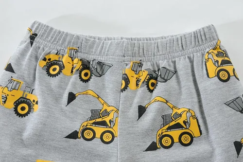 Miniatura 6 de Little Hand Conjunto de pijama para niño, pijama corto para niños, ropa de dormir de camión monstruo, ropa de dormir de algodón para excavadora