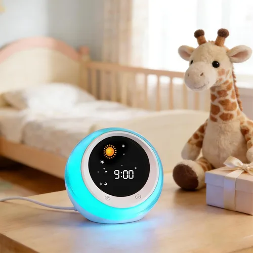 Miniatura 3 de Reloj despertador para niños, entrenador de sueño infantil con luz nocturna, máquina de sonido de sueño y temporizador de sueño