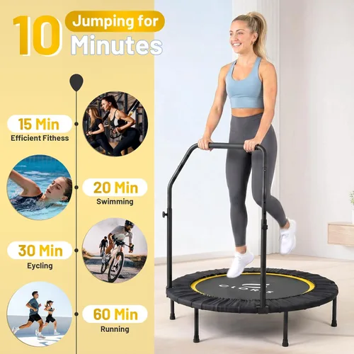 Miniatura 5 de CLORIS Trampolín plegable de 40 pulgadas con mango de espuma ajustable, con funda acolchada segura, el mejor regalo.