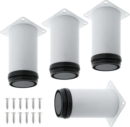Miniatura 8 de Paquete de 4 patas ajustables blancas para muebles, patas redondas ajustables de acero inoxidable de 2 pulgadas/1.969 in para muebles, sofá, mesa