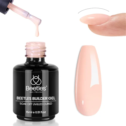 Miniatura 8 de Beetles Gel de uñas en gel de construcción 15ML, Gel fortalecedor de construcción 7 en 1, gel de uñas de extensión de uñas rosa nude translúcido