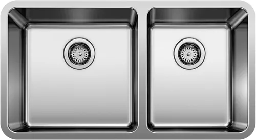 Miniatura 6 de BLANCO, Fregadero de cocina de acero inoxidable 442768 FORMERA 50/50 con doble tazón, 33 x 18 pulgadas