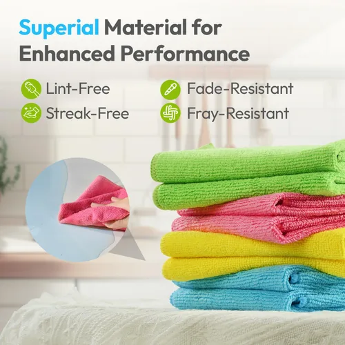 Miniatura 3 de Paño de limpieza de microfibra, paquete de 24, 12 x 12 pulgadas, varios colores Reutilizable Super Absorbente Suave Para La Cocina Casa Ventana