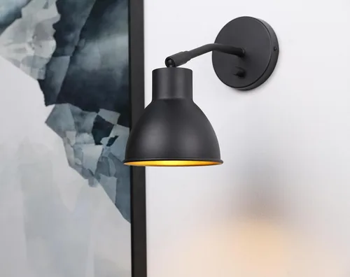 Miniatura 3 de Yosoan - Aplique de pared de lectura de 1 luz negro con interruptor de encendido y apagado Latón vintage industrial con ángulo de 340 grados