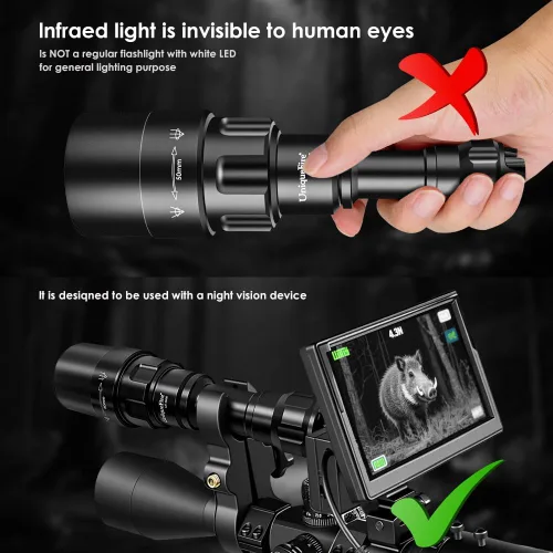 Miniatura 2 de 1605 850nm IR iluminador linterna luces para visión nocturna Zoomable LED linterna infrarroja luz recargable iluminador con enfoque rápido e