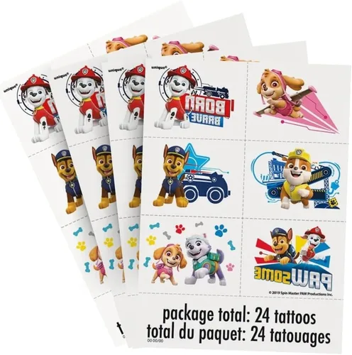 Tatuajes de Paw Patrol (paquete de 24) – Tatuajes temporales vibrantes y divertidos, perfectos para cumpleaños de niños y fiestas temáticas