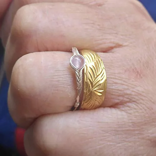 Miniatura 3 de Genuine Rose quartz ring sterling silver rings for women chakra healing crystals handmade by GRB ROY