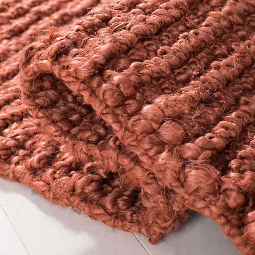 Miniatura 7 de SAFAVIEH Alfombra de área de 8x10 pies - Colección de fibra natural - Grande - Óxido, yute hecho a mano, estilo de granja, pelo grueso con textura