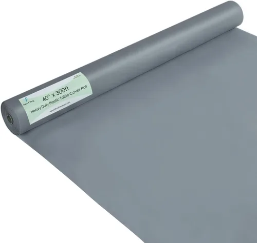 Miniatura 176 de Rollo de plástico para cubierta de mesa color verde manzana, 40 pulgadas x 100 pies, rollo de plástico resistente para cubierta de mesa de banquetes
