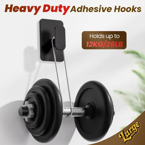 Miniatura 5 de Ganchos Autoadhesivos de Servicio Pesado – 26 libras máximo, ganchos de pared adhesivos de acero inoxidable para colgar toallas, abrigos, batas