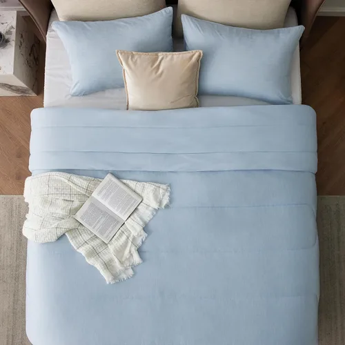 Miniatura 201 de Bedsure Juego de edredón Twin/Twin XL, ropa de cama suave beige para todas las estaciones, juego de cama teñido catiónico, 2 piezas, 1 edredón