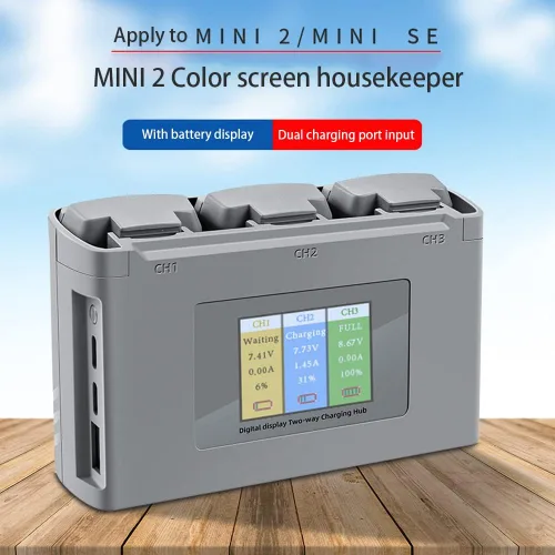 Miniatura 6 de Hub de carga de batería bidireccional para DJI Mavic Mini 2 Mavic Mini SE Drone cargador de batería, carga 3 baterías, pantalla digital LCD