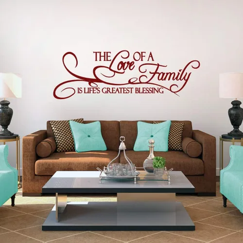 Miniatura 6 de Vinilo decorativo de pared The Love of A Family, pared de habitación familiar, sala de estar, cita de pared de la familia es la mayor bendición