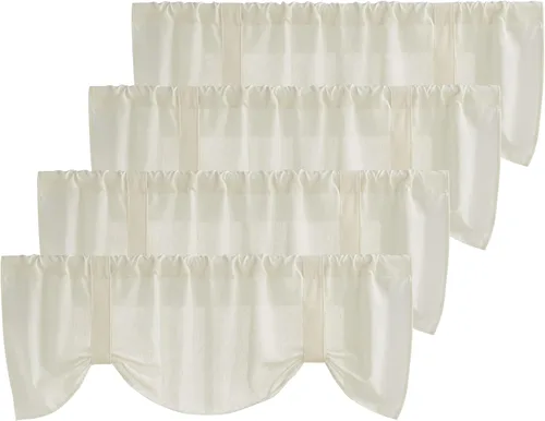 Miniatura 15 de NICETOWN Cenefa con textura de lino para ventana de cocina y sala de estar, filtrado de luz, estilo campestre bohemio, con bolsillo para barra, 2
